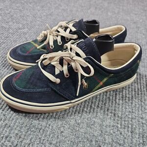 Polo by Ralph Lauren Navy Plaid Suede & Wool Casual Loafers